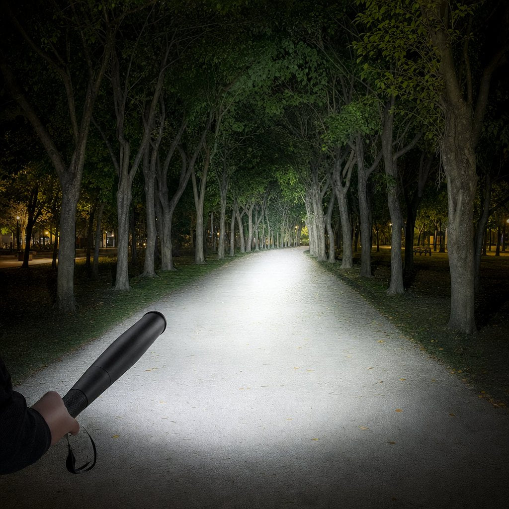 Safe Steps beam lighting a park path